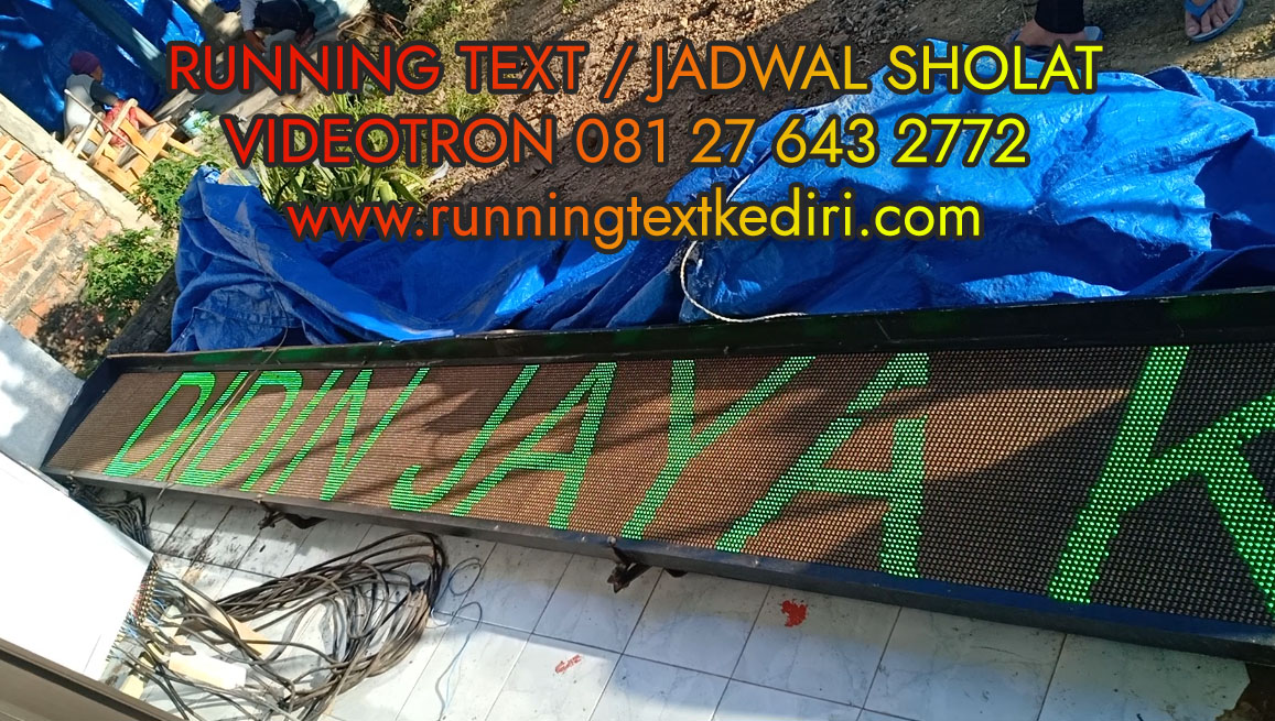 <p>Jasa pemasangan running text repair dan perbaikan di wilayah Trenggalek dengan warna Hijau dan Merah. Pengerjaan running text dapat dilakukan dengan cepat menggunakan controller yang sesuai dengan jenis running text.</p>